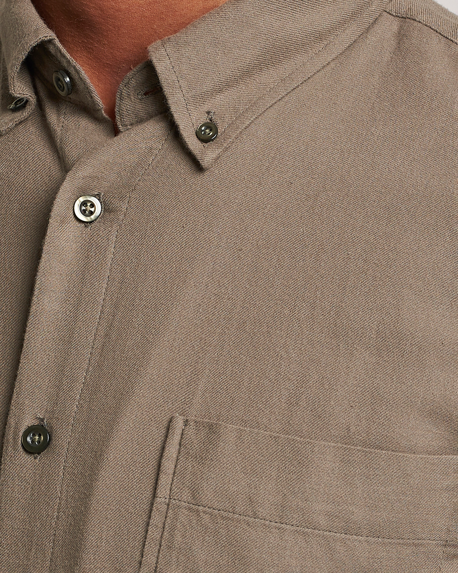 Herr | Skjortor | NN07 | Arne Brushed Flannel Shirt Dark Clay