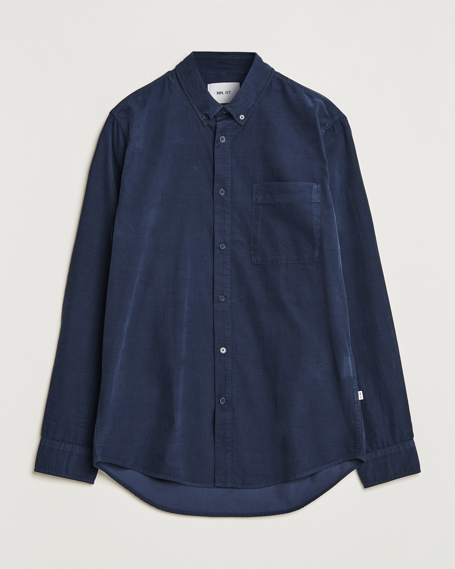 Herr | Skjortor | NN07 | Arne Baby Cord Shirt Navy Blue