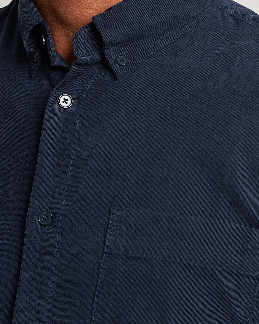 Herr | Skjortor | NN07 | Arne Baby Cord Shirt Navy Blue