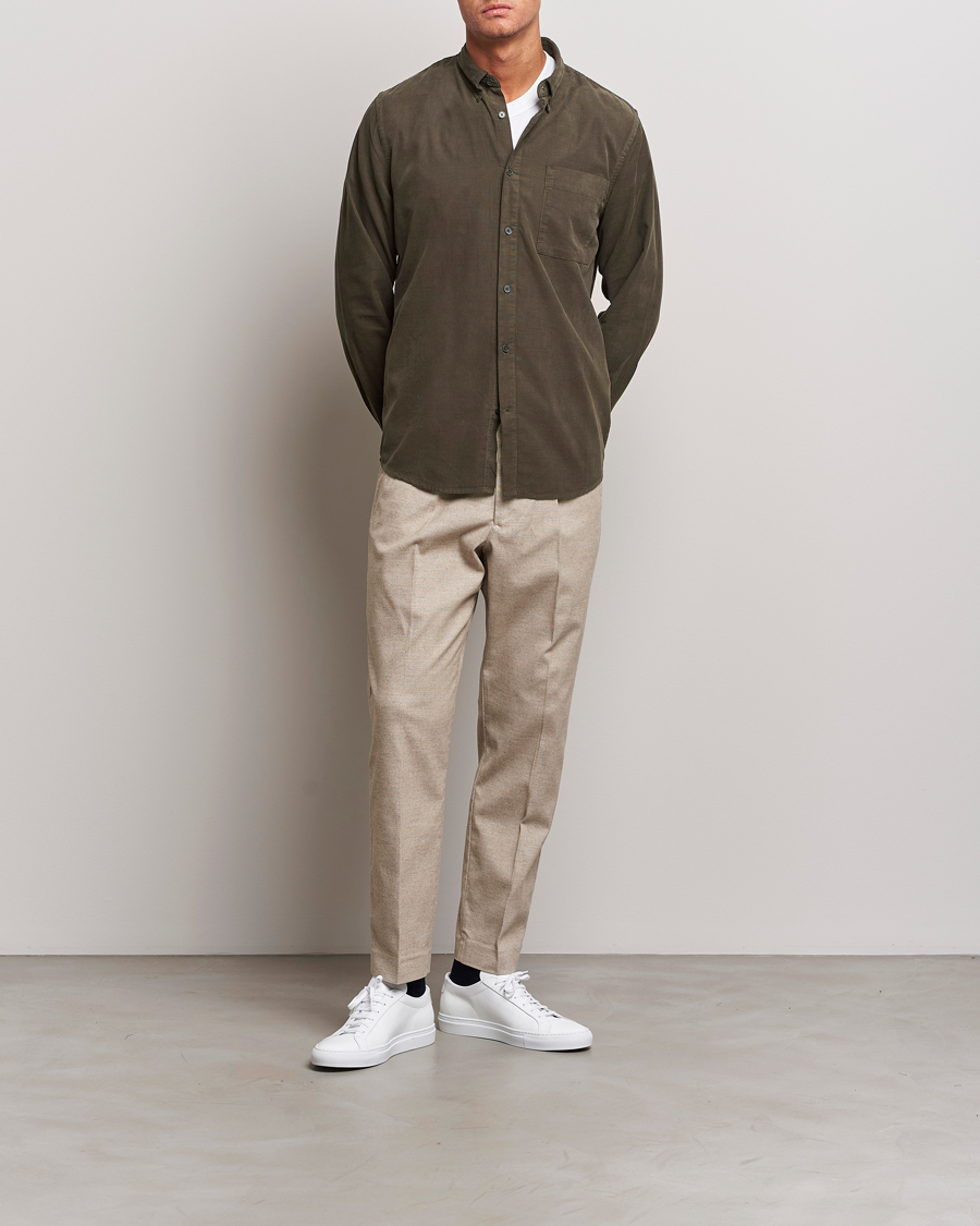 Herr | Skjortor | NN07 | Arne Baby Cord Shirt Dark Army