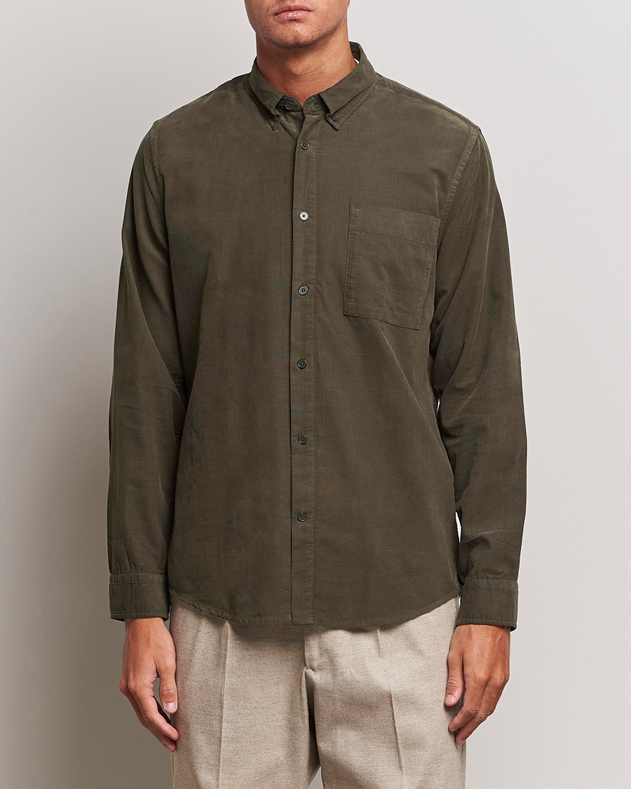 Herr | Skjortor | NN07 | Arne Baby Cord Shirt Dark Army