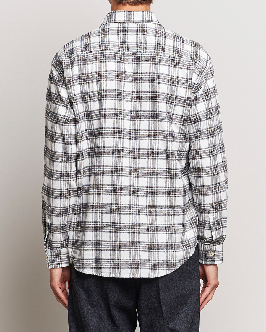 Herr | Skjortor | NN07 | Deon Brushed Flannel Checked Shirt Cream/Brown
