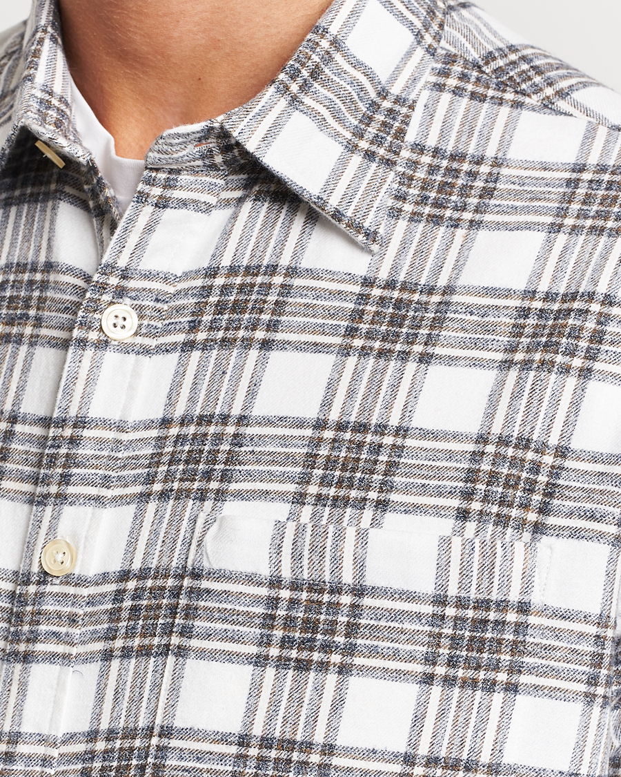 Herr | Skjortor | NN07 | Deon Brushed Flannel Checked Shirt Cream/Brown
