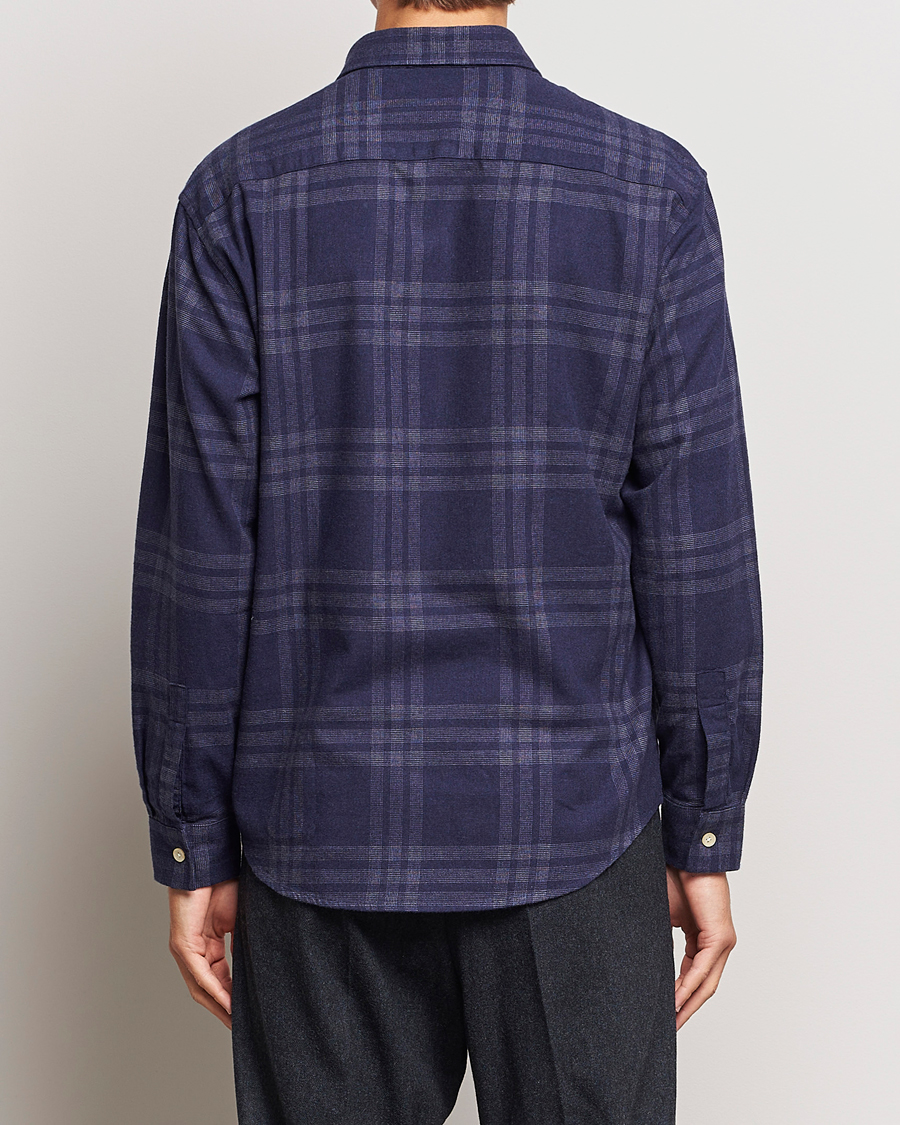 Herr | Skjortor | NN07 | Deon Brushed Flannel Checked Shirt Navy Blue