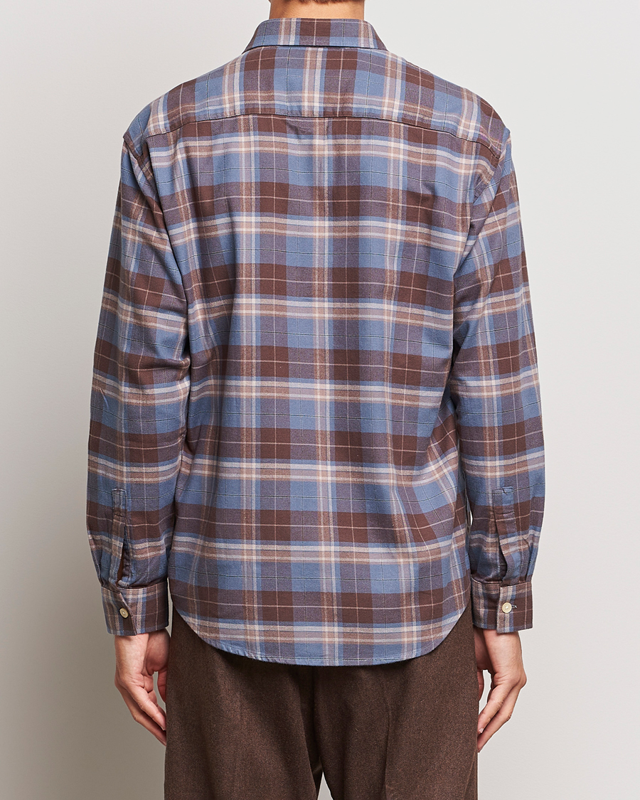 Herr | Skjortor | NN07 | Deon Brushed Flannel Checked Shirt Brown/Blue