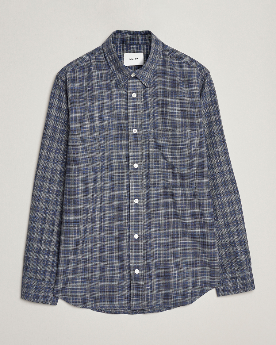 Herr | Skjortor | NN07 | Cohen Brushed Flannel Checked Shirt Navy Blue