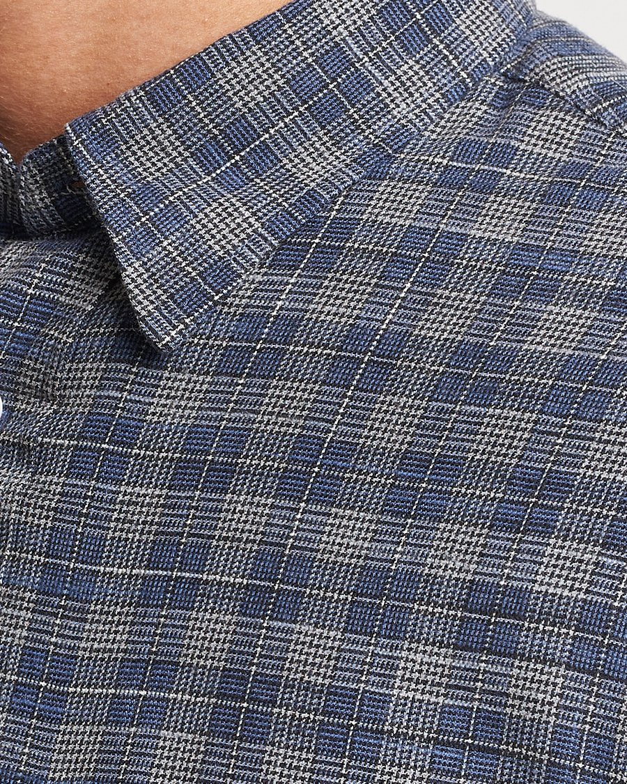 Herr | Skjortor | NN07 | Cohen Brushed Flannel Checked Shirt Navy Blue