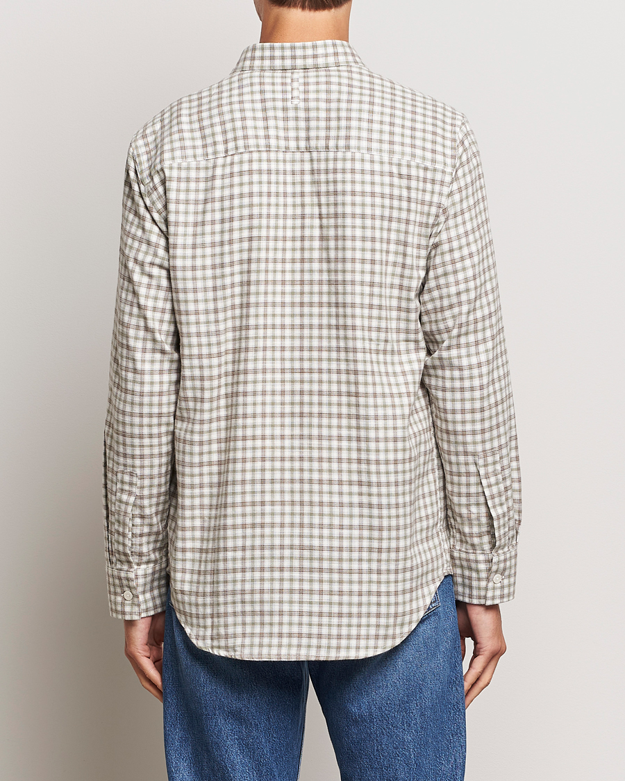 Herr | Skjortor | NN07 | Cohen Brushed Flannel Checked Shirt Green/Cream