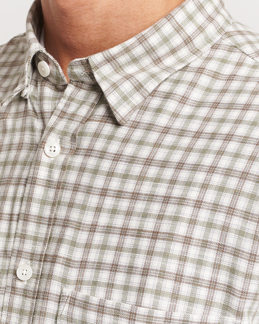 Herr | Skjortor | NN07 | Cohen Brushed Flannel Checked Shirt Green/Cream
