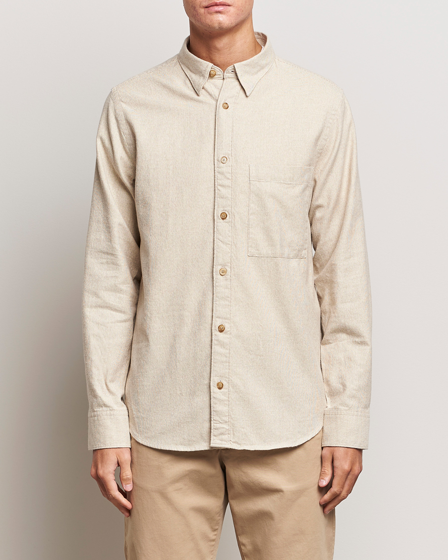 Herr | Skjortor | NN07 | Cohen Brushed Flannel Shirt Off White