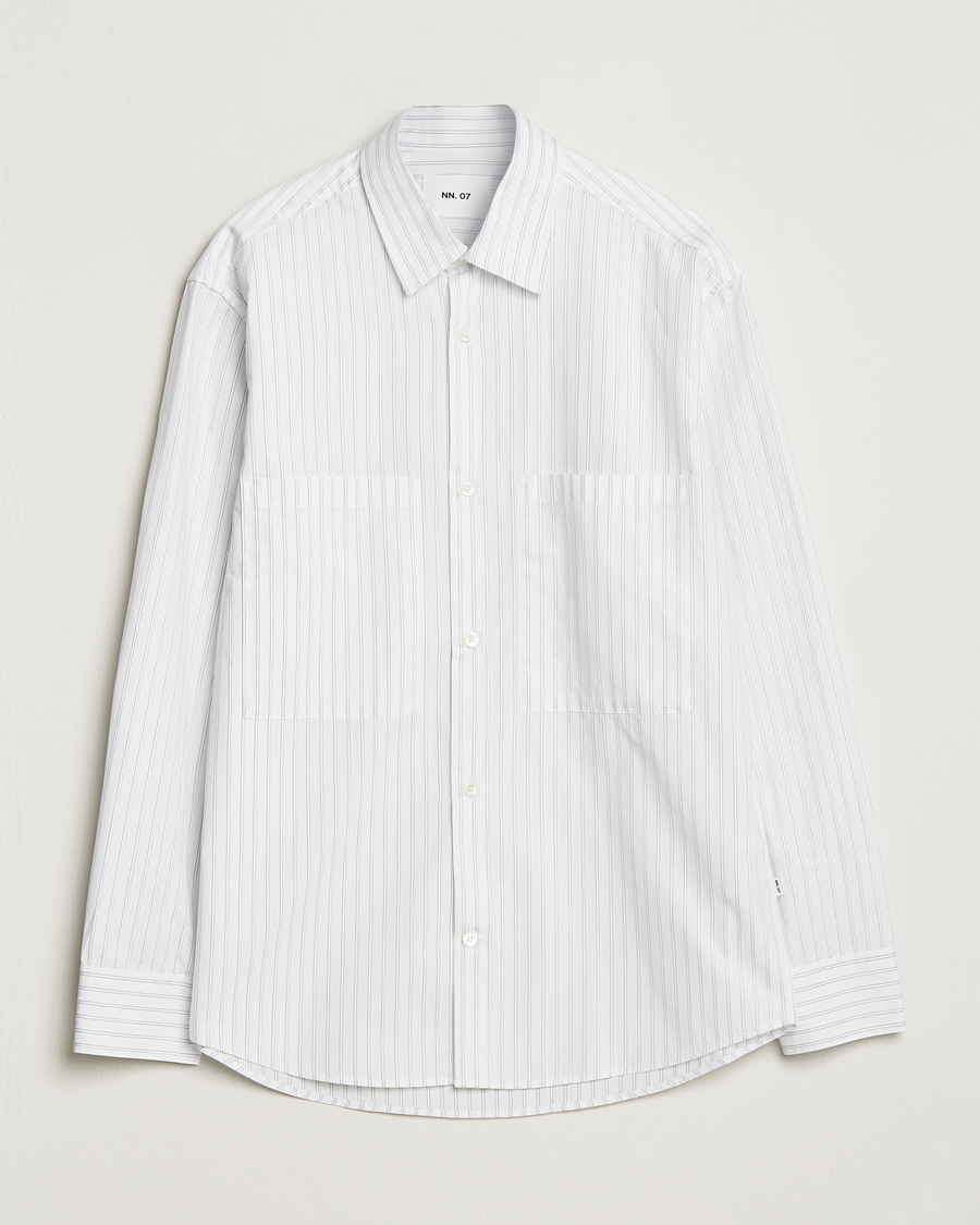 Herr | Skjortor | NN07 | Freddie Poplin Striped Shirt White/Black