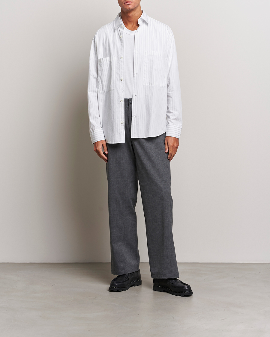 Herr | Skjortor | NN07 | Freddie Poplin Striped Shirt White/Black