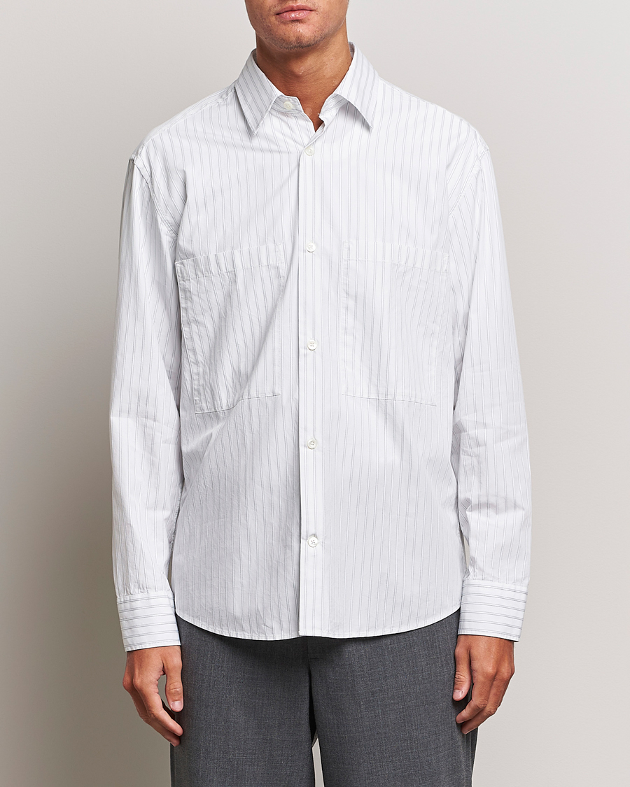Herr | Skjortor | NN07 | Freddie Poplin Striped Shirt White/Black