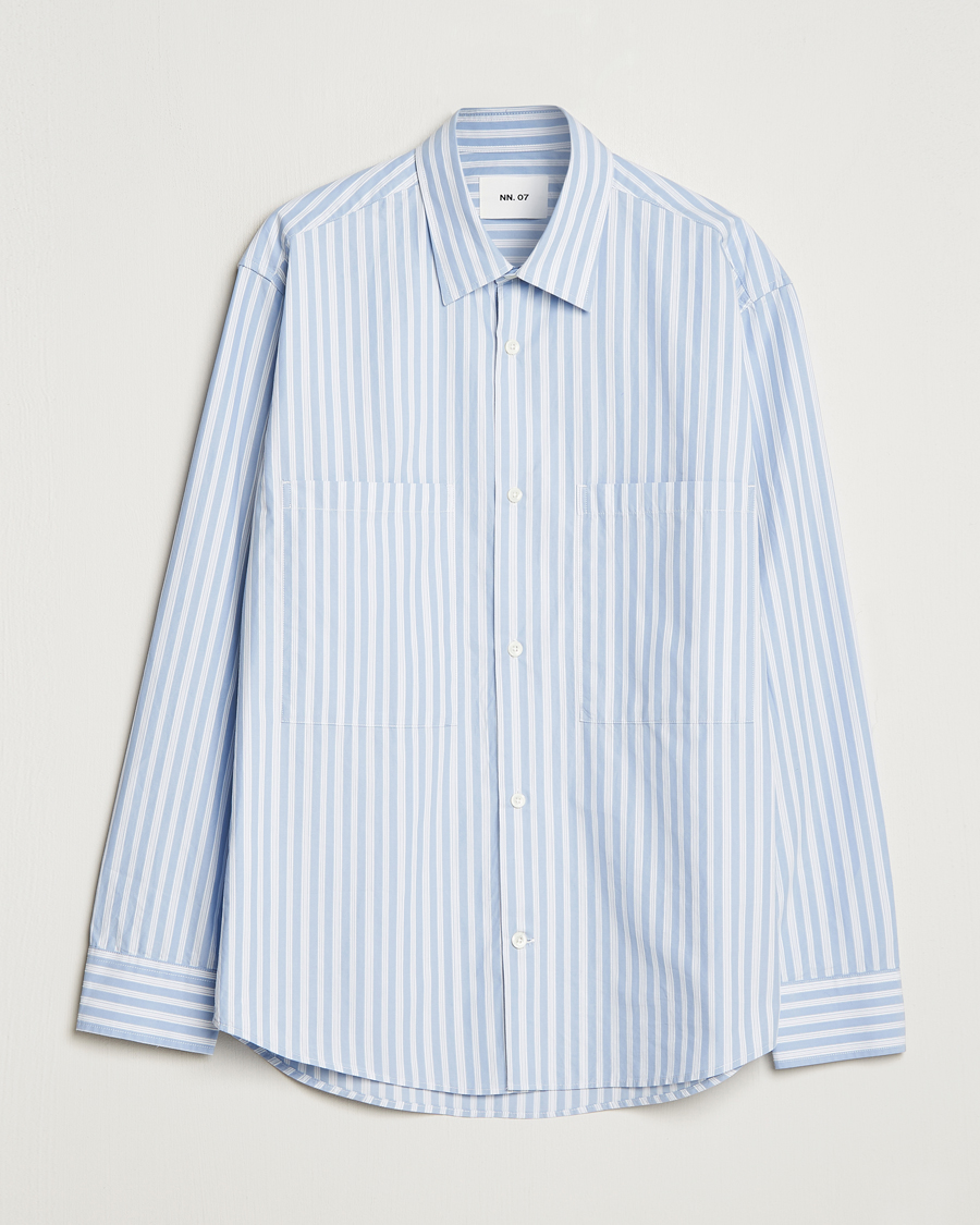Herr | Skjortor | NN07 | Freddie Poplin Striped Shirt Blue/White