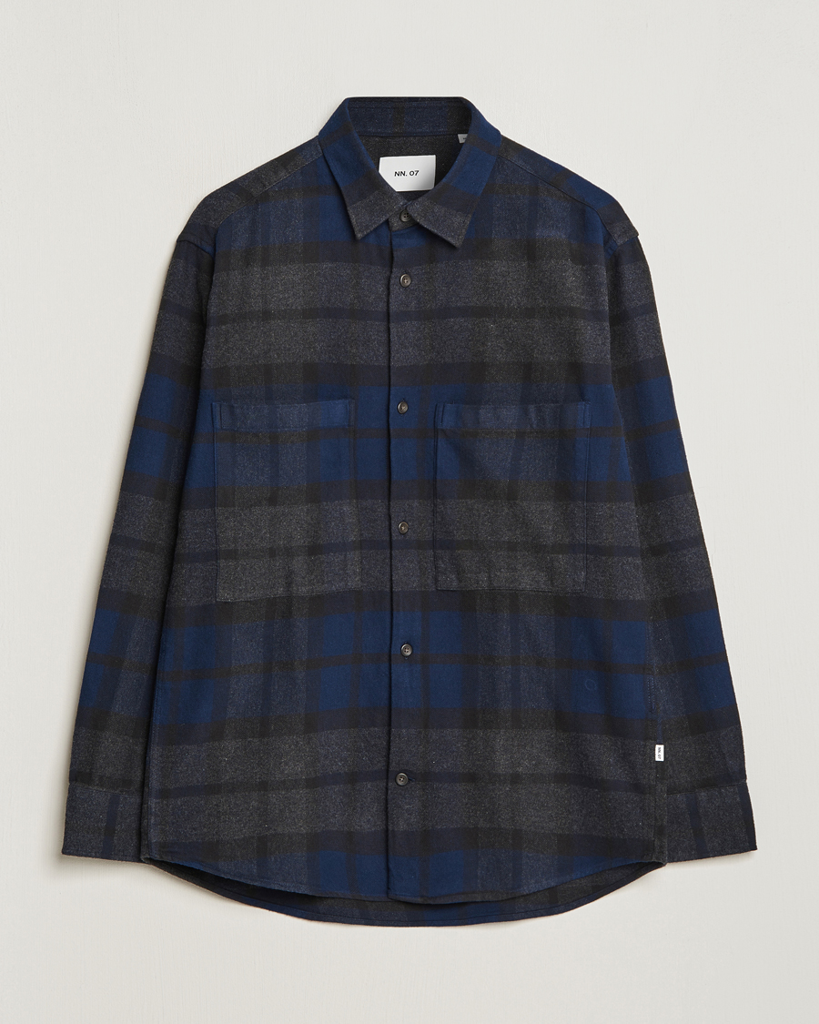 Herr | Skjortor | NN07 | Freddie Checked Overshirt Navy/Grey