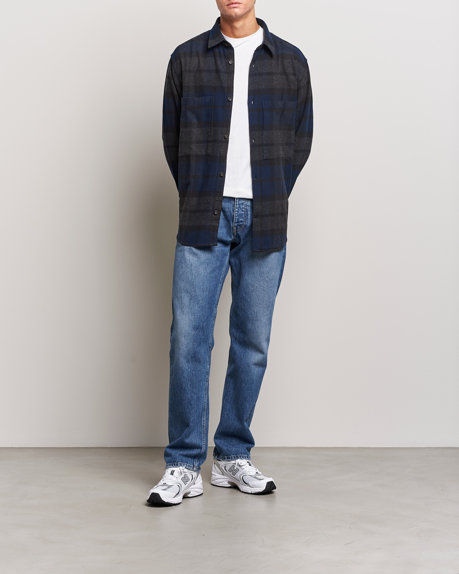Herr | Skjortor | NN07 | Freddie Checked Overshirt Navy/Grey