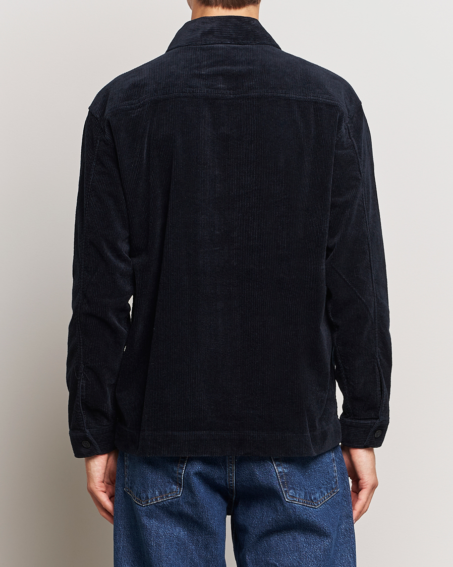 Herr | Skjortor | NN07 | Isak Full Zip Corduroy Overshirt Navy Blue