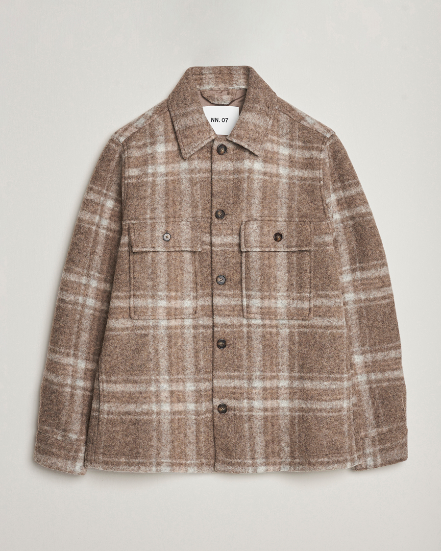 Herr | Jackor | NN07 | Wilas Checked Shirt Jacket Brown
