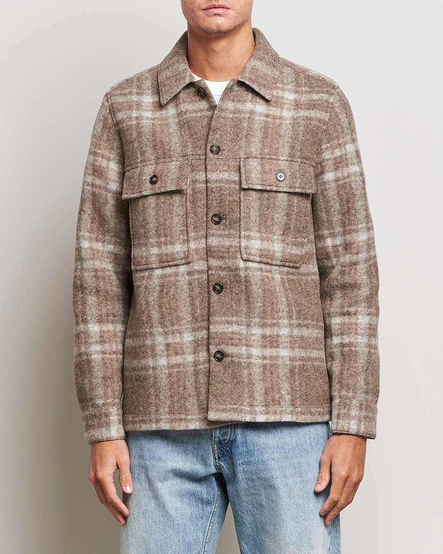 Herr | Jackor | NN07 | Wilas Checked Shirt Jacket Brown