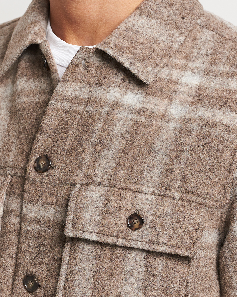 Herr | Jackor | NN07 | Wilas Checked Shirt Jacket Brown