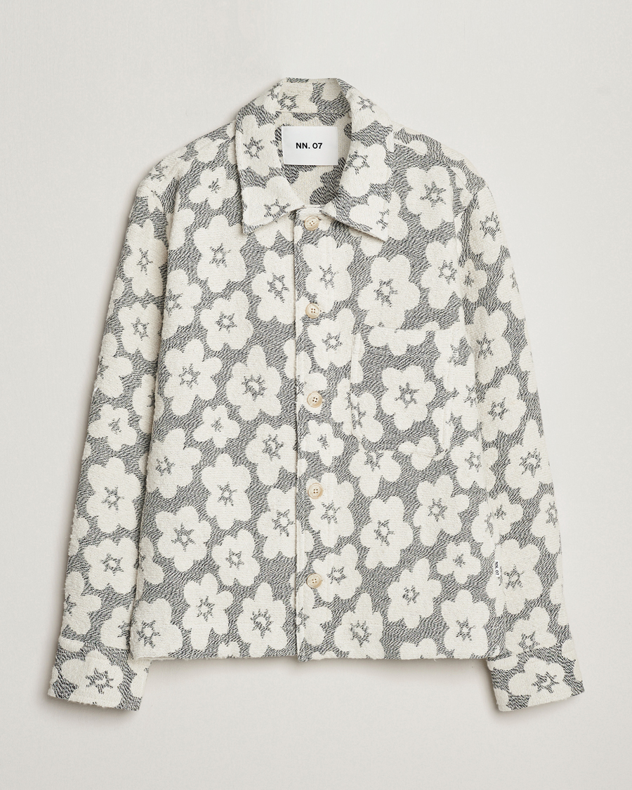Herr | Jackor | NN07 | Rahim Flower Shirt Jacket White/Black