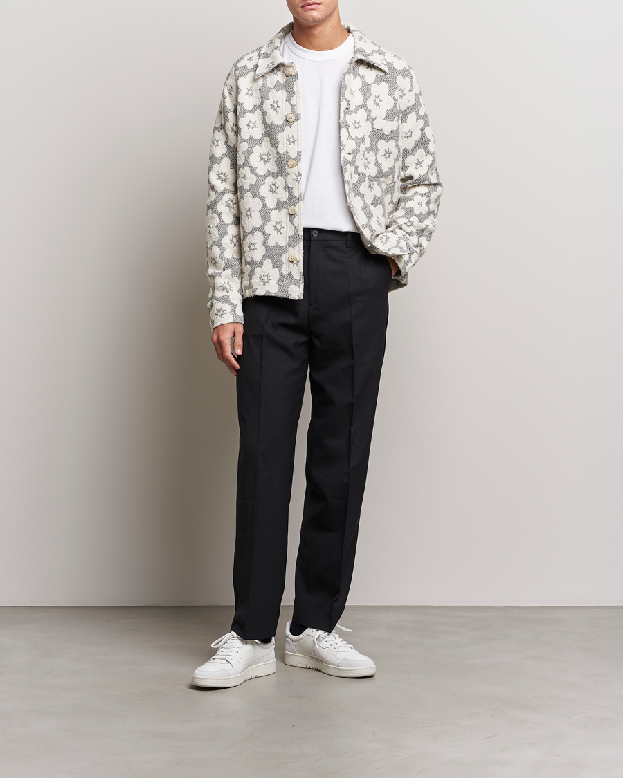 Herr | Jackor | NN07 | Rahim Flower Shirt Jacket White/Black