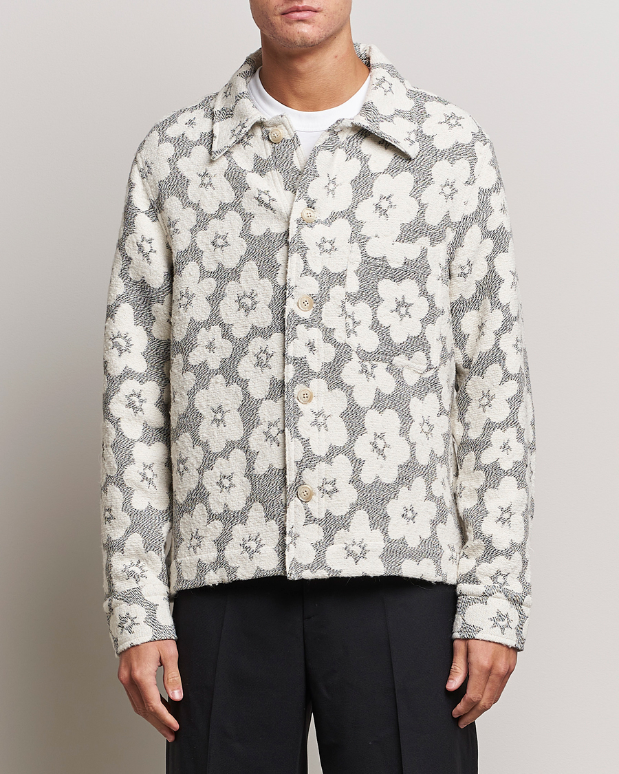 Herr | Jackor | NN07 | Rahim Flower Shirt Jacket White/Black