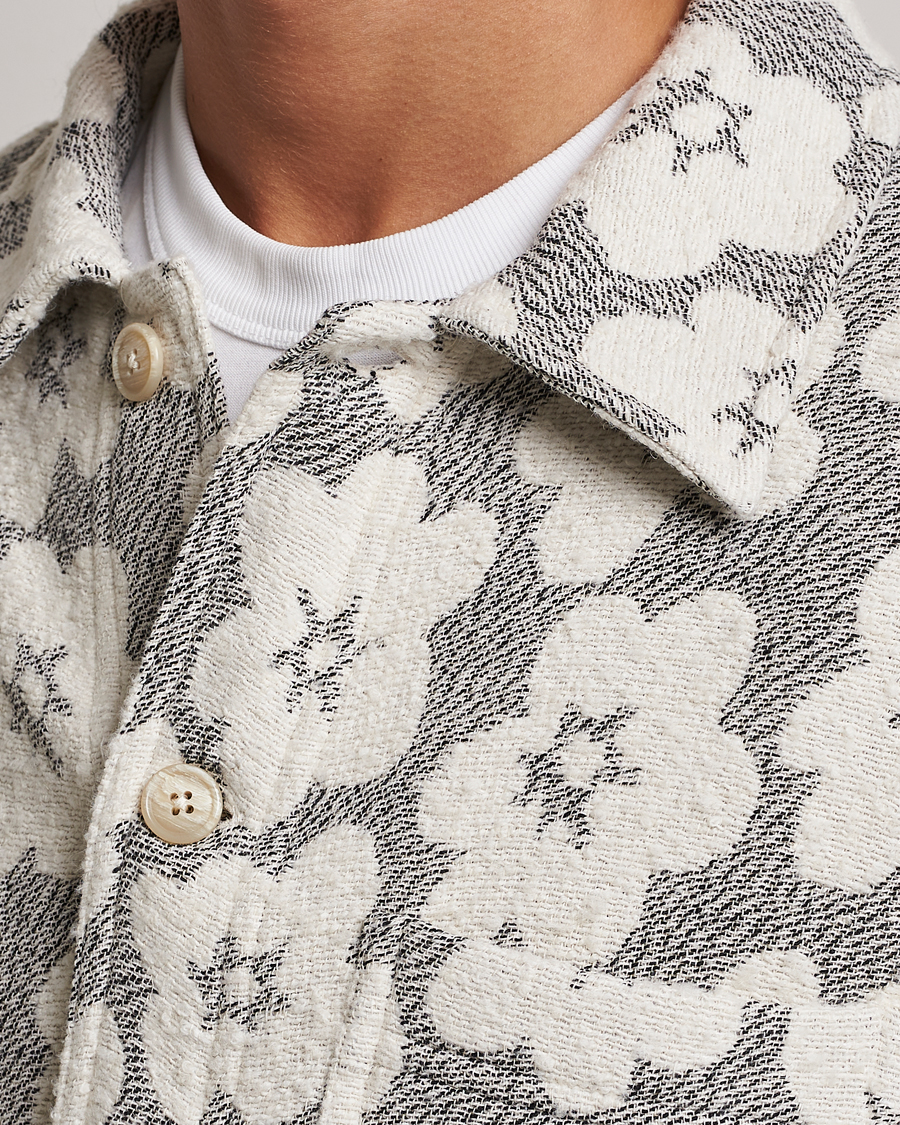 Herr | Jackor | NN07 | Rahim Flower Shirt Jacket White/Black