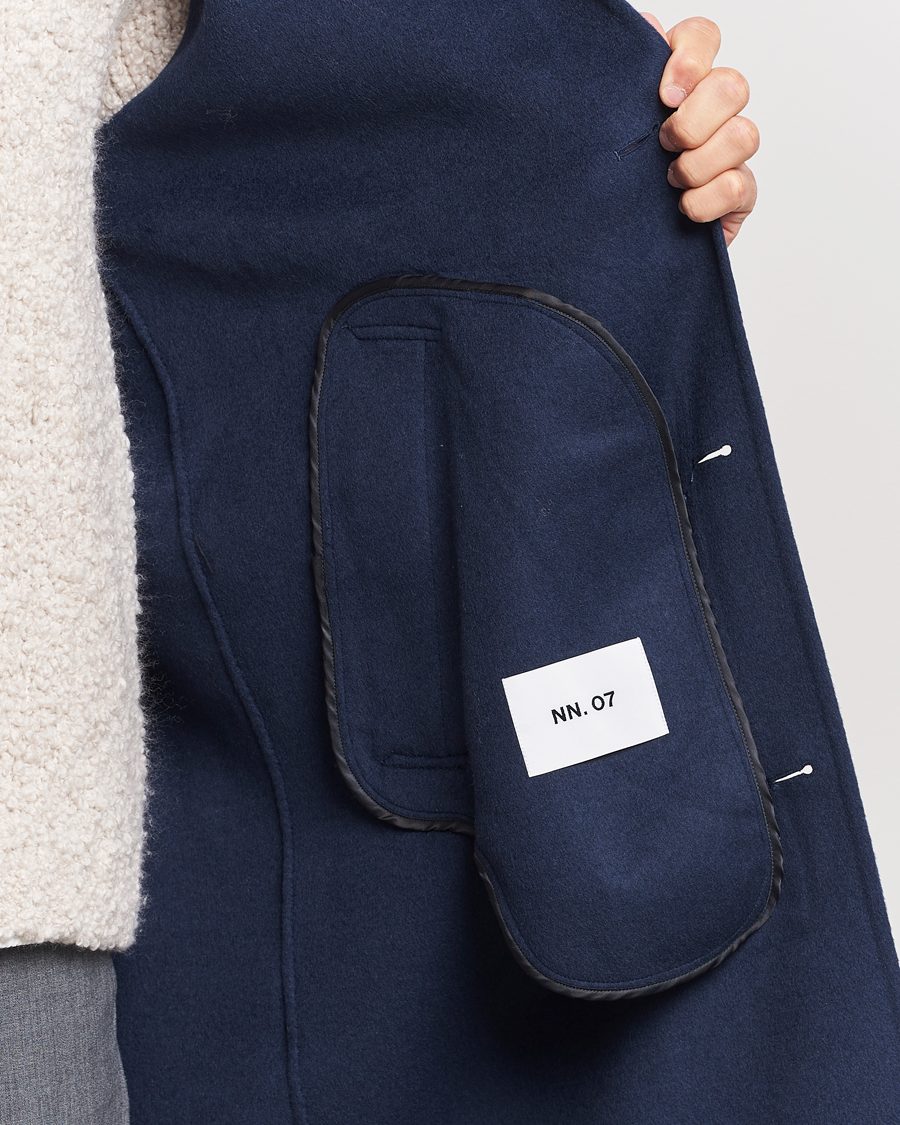 Herr | Jackor | NN07 | Franco Wool Coat Navy Blue
