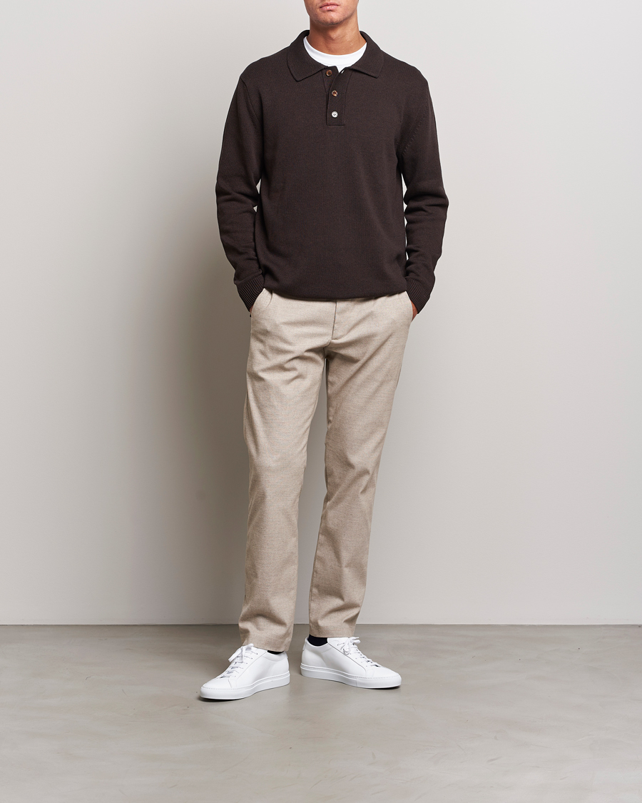 Herr | Byxor | NN07 | Theo Brushed Cotton Trousers Cement Melange