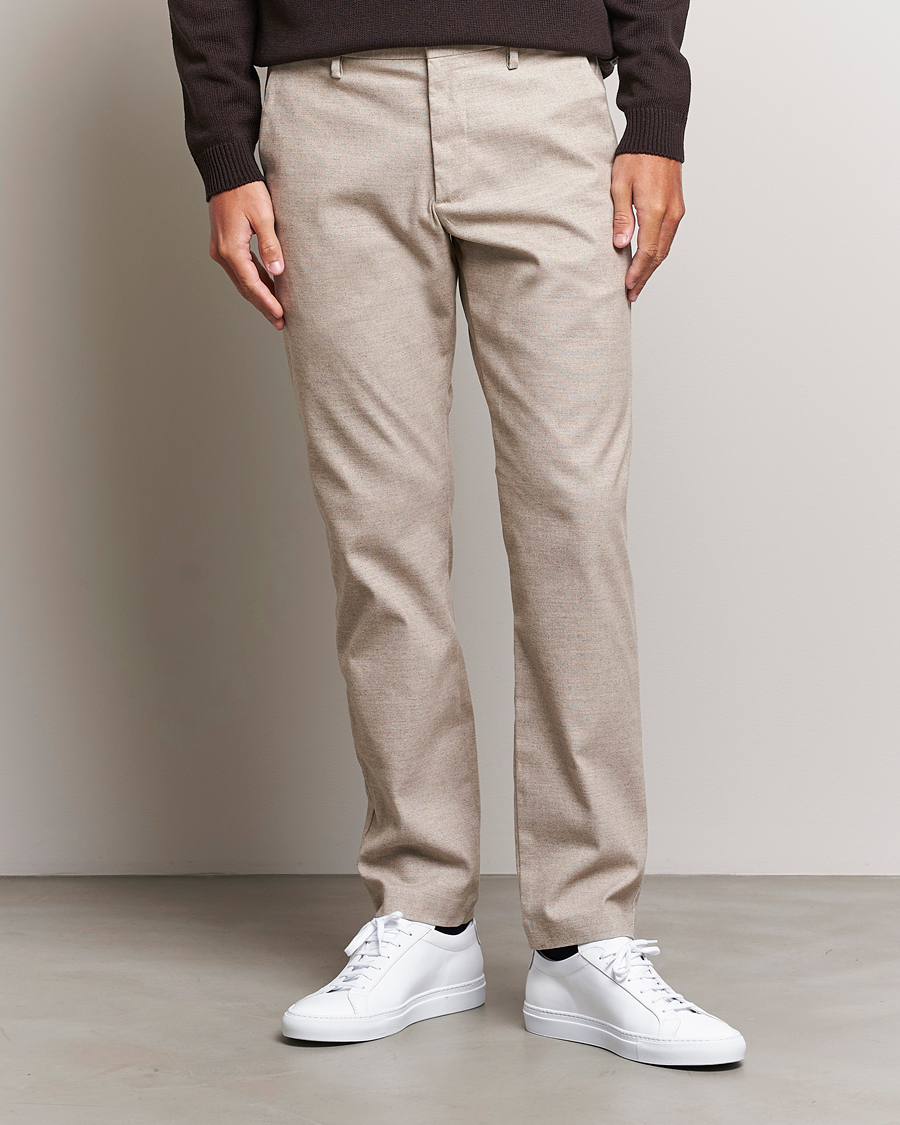 Herr | Byxor | NN07 | Theo Regular Fit Structured Stretch Chinos Cement Melange