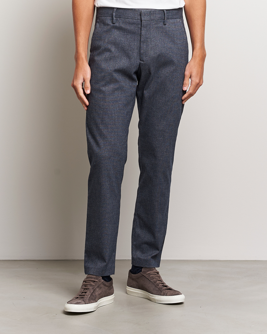 Herr |  | NN07 | Theo Regular Fit Structured Stretch Chinos Navy Melange