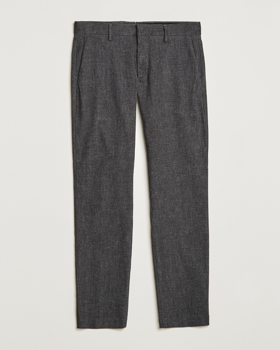 Herr | Byxor | NN07 | Theo Brushed Cotton Trousers Black Melange