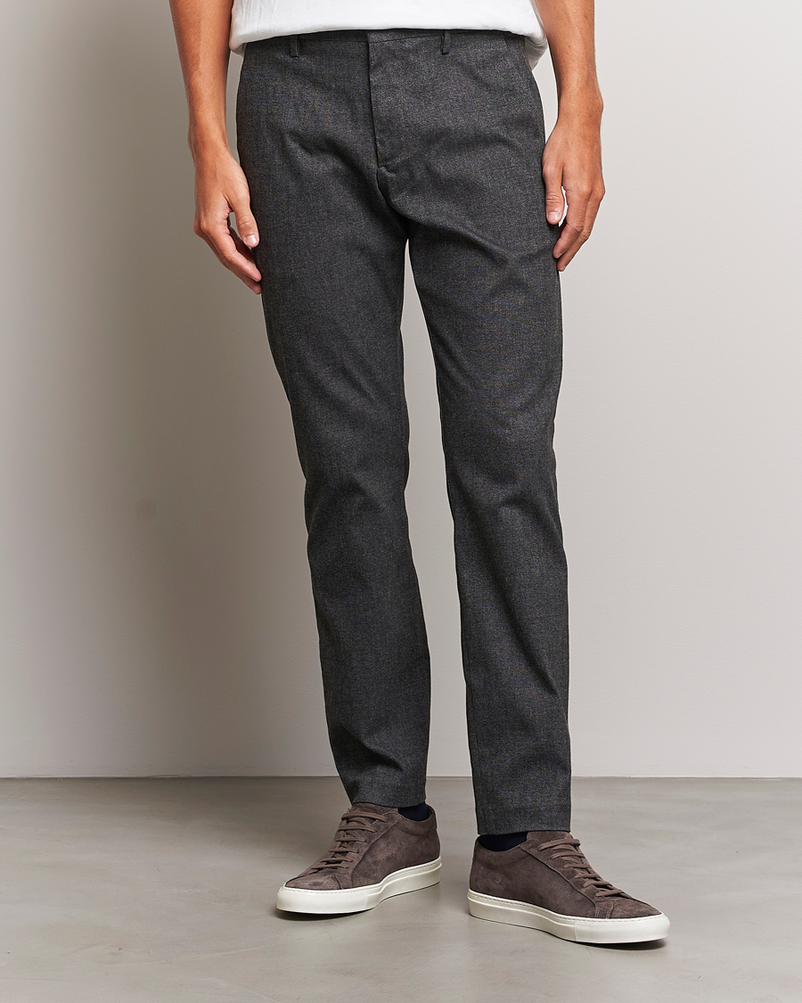 Herr | Byxor | NN07 | Theo Brushed Cotton Trousers Black Melange