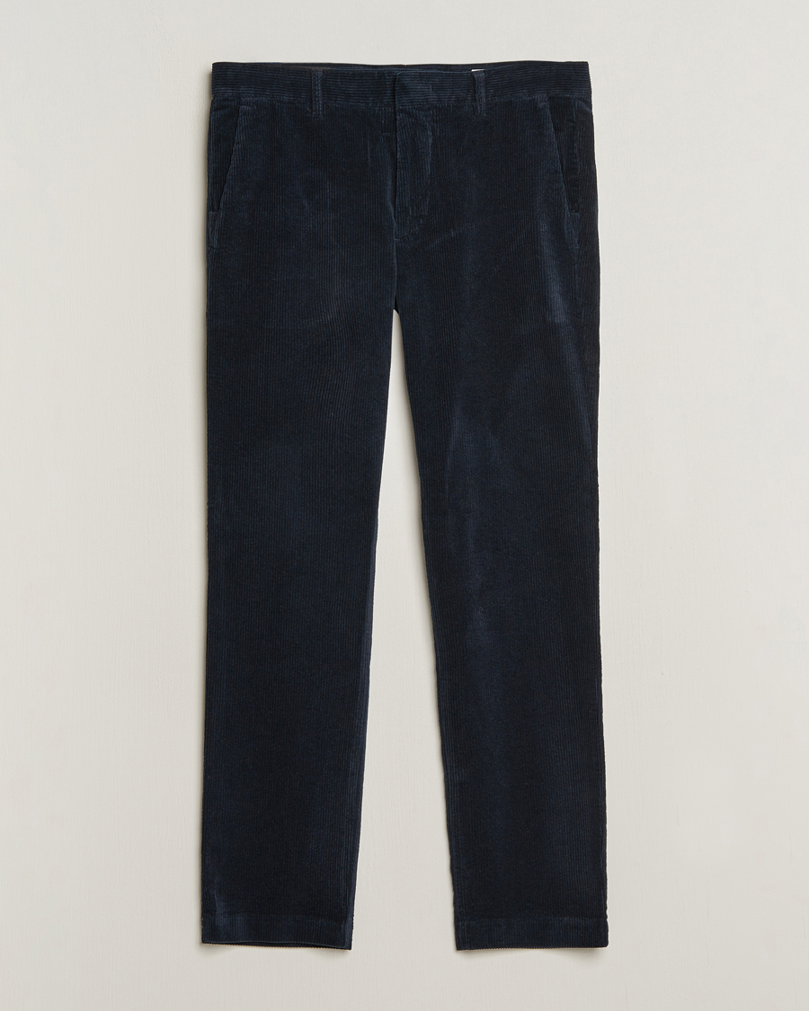 Herr | Byxor | NN07 | Theo Regular Fit Corduroy Chinos Navy Blue