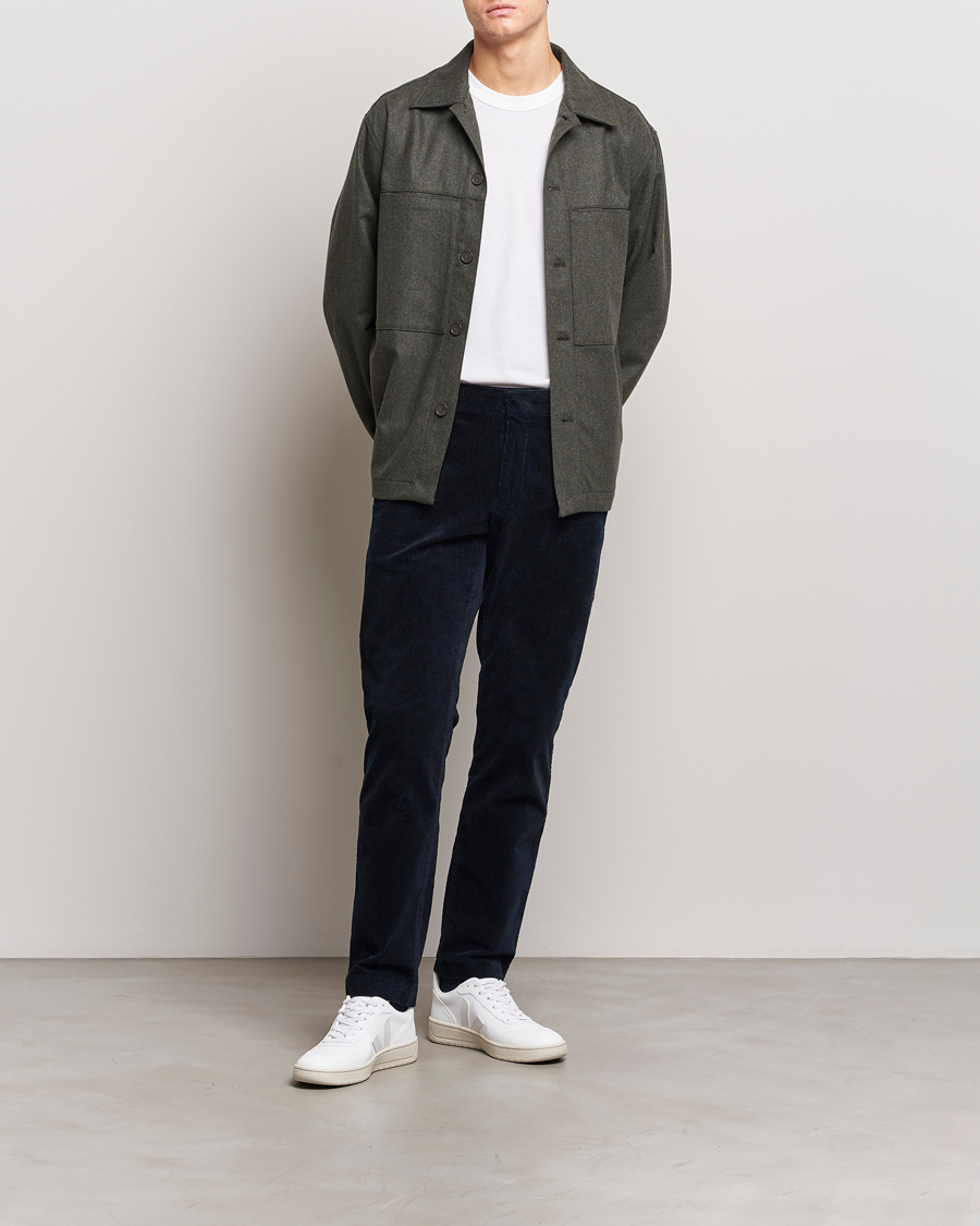 Herr | Byxor | NN07 | Theo Regular Fit Corduroy Chinos Navy Blue