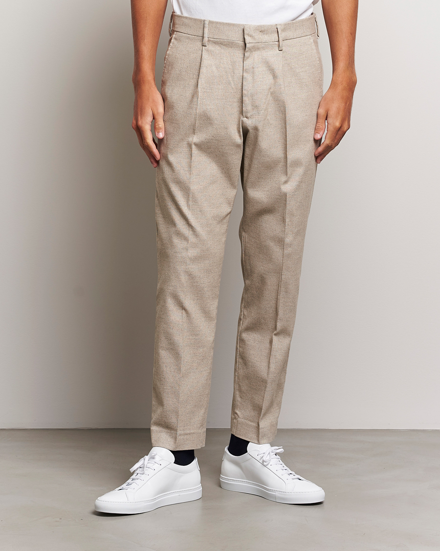 Herr | Byxor | NN07 | Bill Pleated Structured Trousers Cement Melange