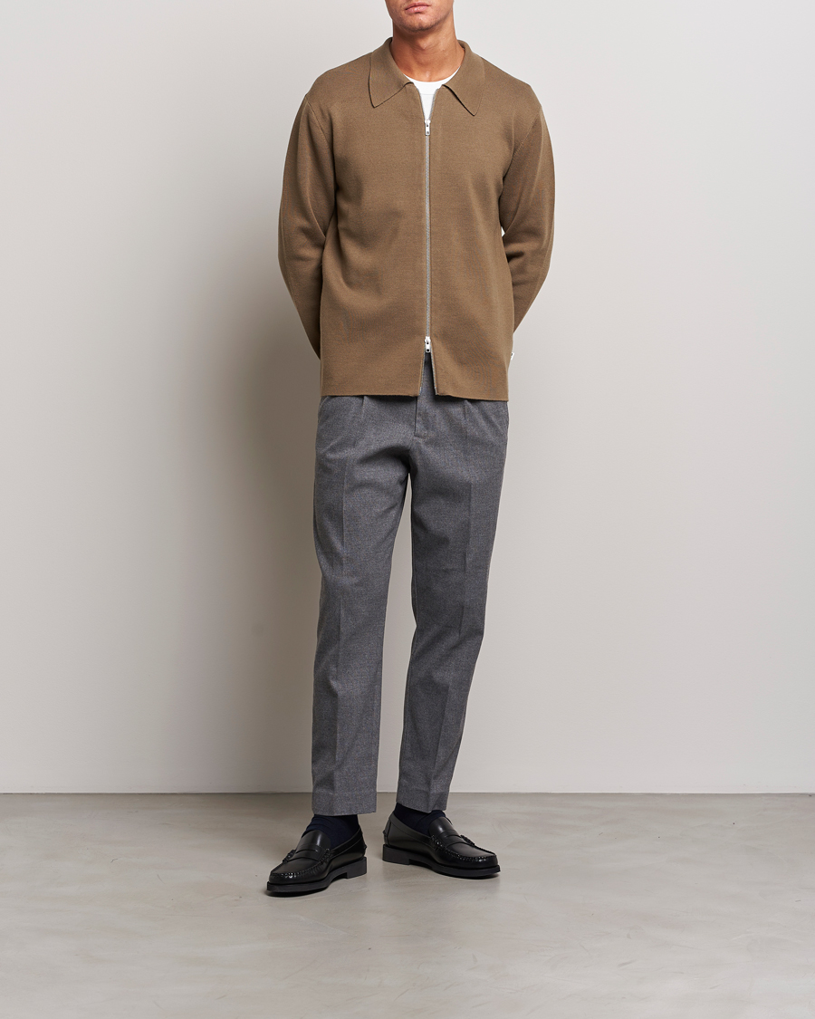 Herr | Byxor | NN07 | Bill Pleated Structured Trousers Grey Melange