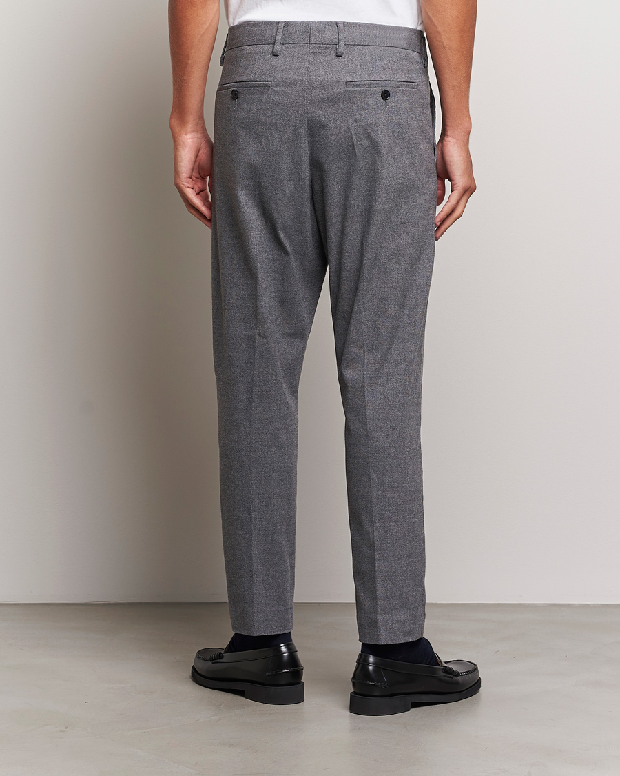 Herr | Byxor | NN07 | Bill Pleated Structured Trousers Grey Melange