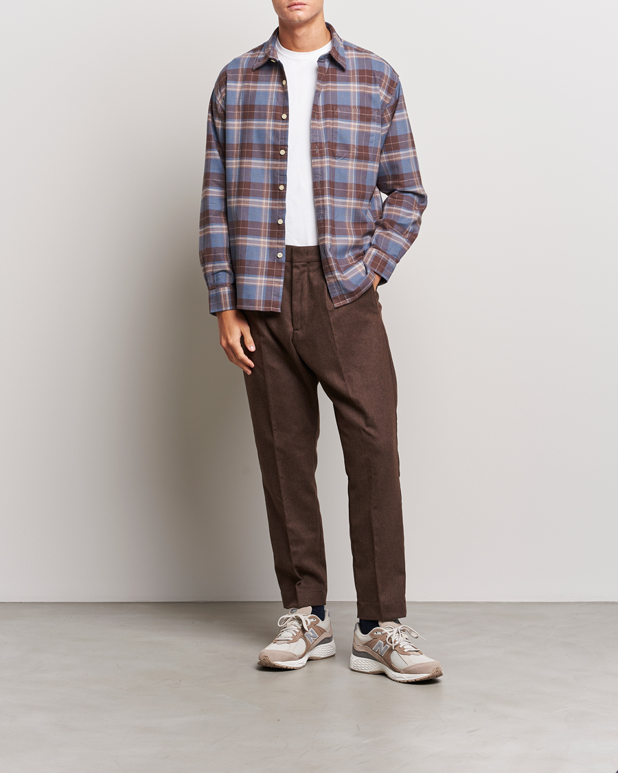 Herr | Byxor | NN07 | Bill Brushed Flannel Pleated Trousers Demitasse Brown