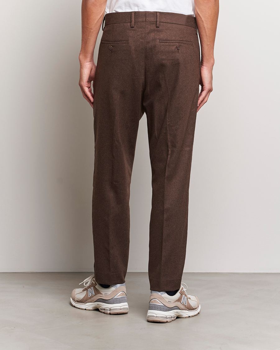 Herr | Byxor | NN07 | Bill Brushed Flannel Pleated Trousers Demitasse Brown