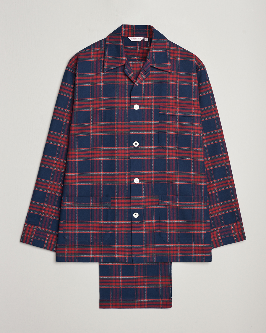 Herr | Pyjamas & Morgonrockar | Derek Rose | Cotton Flannel Checked Pyjama Set Multi