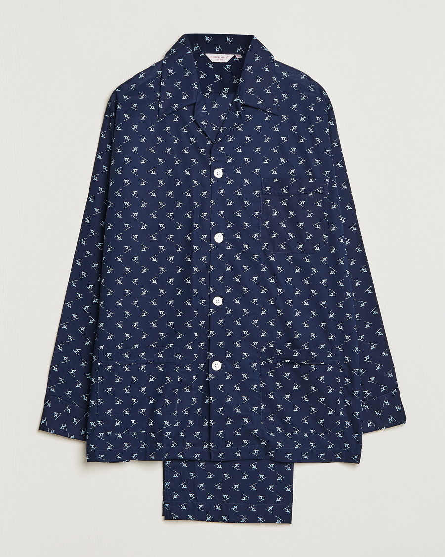 Herr | Pyjamas & Morgonrockar | Derek Rose | Cotton Ski Pyjama Set Navy