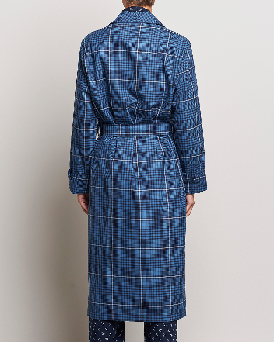 Herr | Pyjamas & Morgonrockar | Derek Rose | Wool Checked Gown Blue