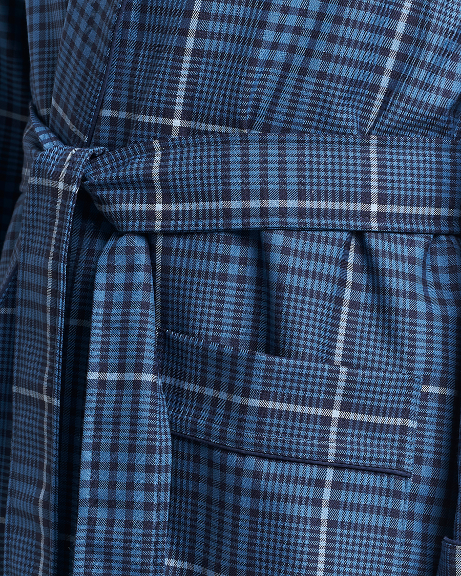 Herr | Pyjamas & Morgonrockar | Derek Rose | Wool Checked Gown Blue