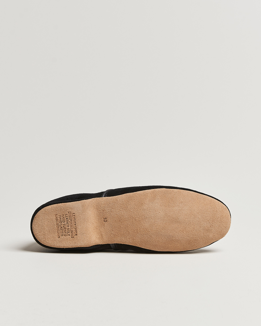 Herr | Derek Rose Crawford Sheepskin Suede Slippers Black | Derek Rose | Crawford Sheepskin Suede Slippers Black