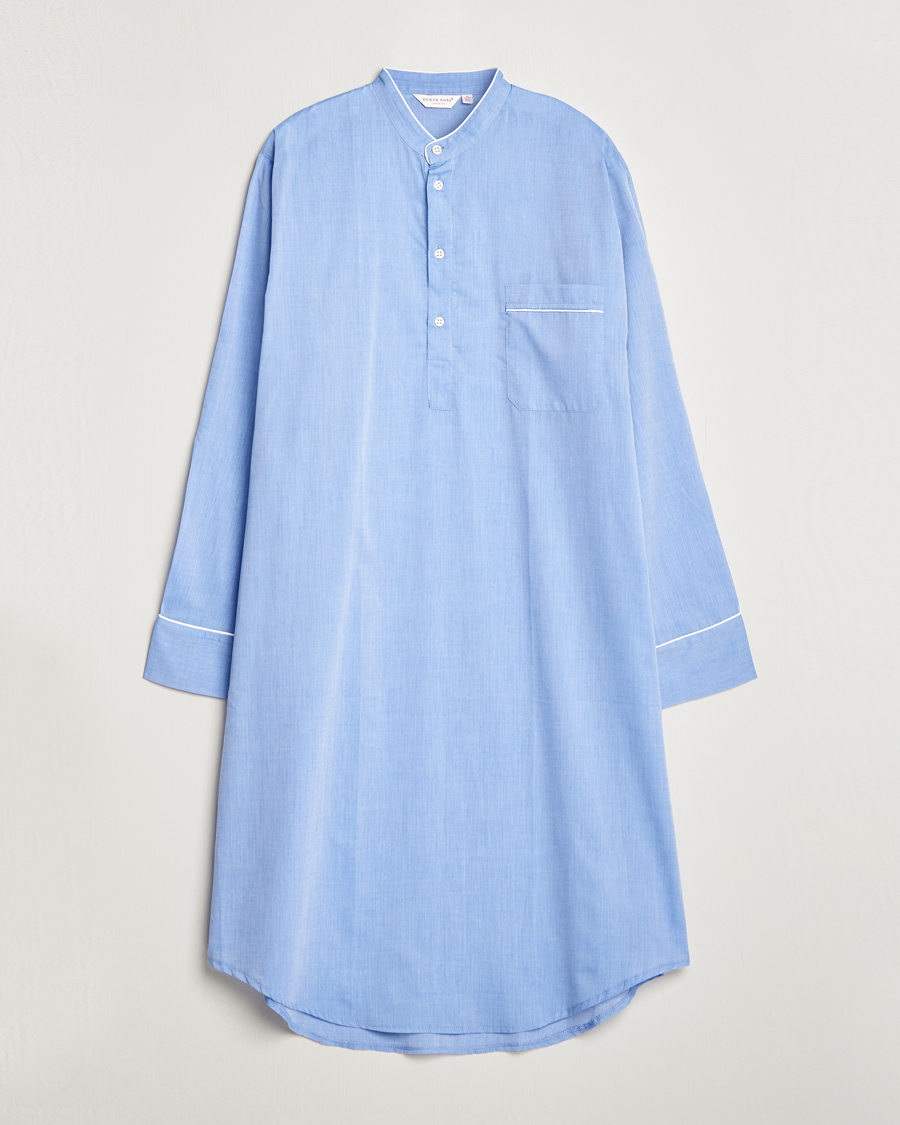 Herr | Derek Rose Cotton Pullover Nightshirt Light Blue | Derek Rose | Cotton Pullover Nightshirt Light Blue