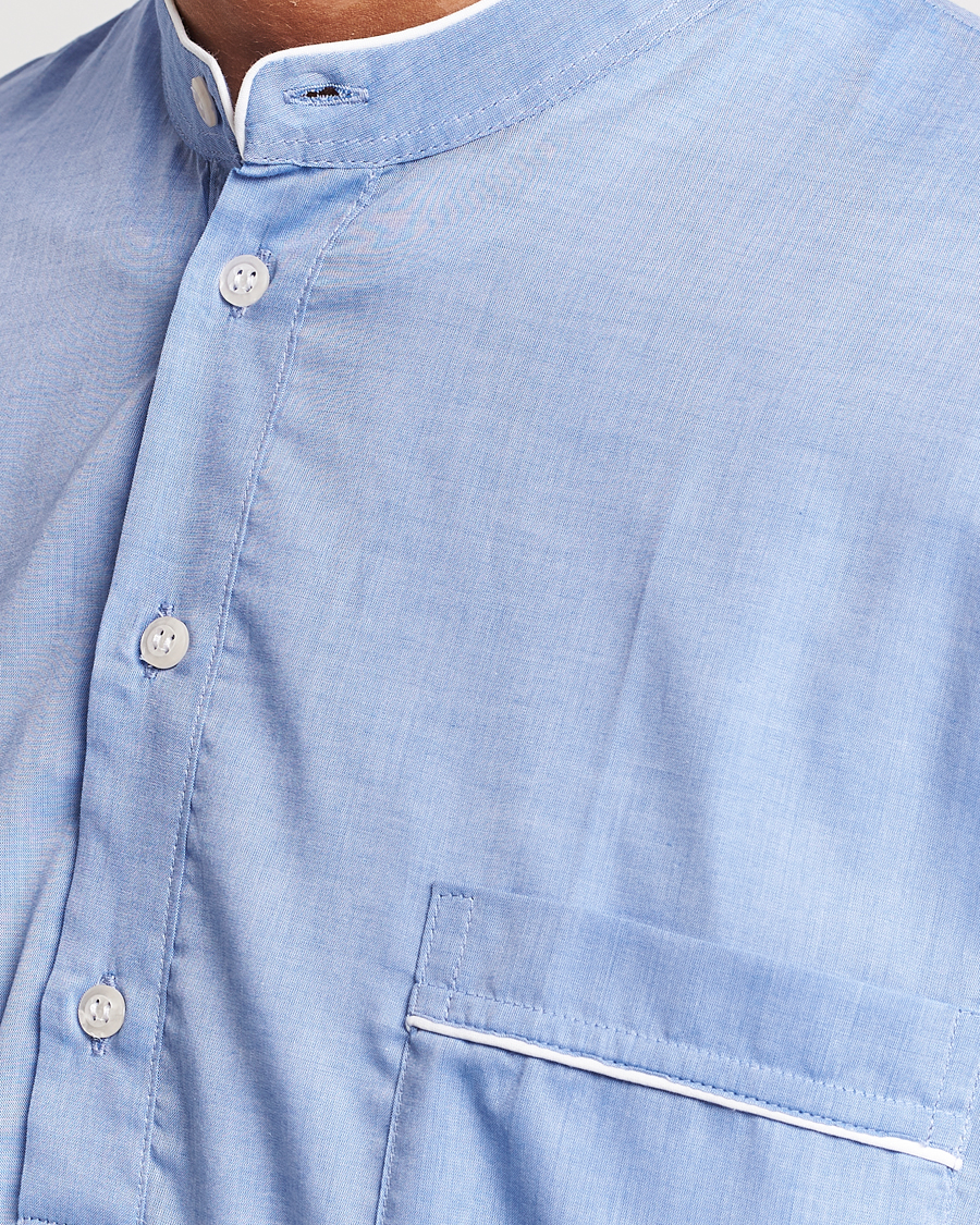 Herr | Derek Rose Cotton Pullover Nightshirt Light Blue | Derek Rose | Cotton Pullover Nightshirt Light Blue