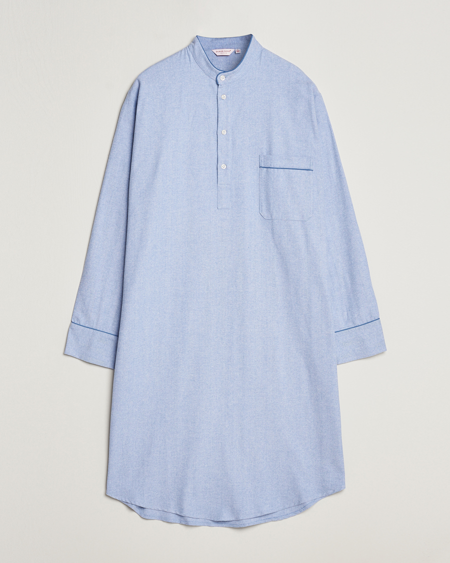 Herr | Pyjamas & Morgonrockar | Derek Rose | Cotton Pullover Nightshirt Light Blue