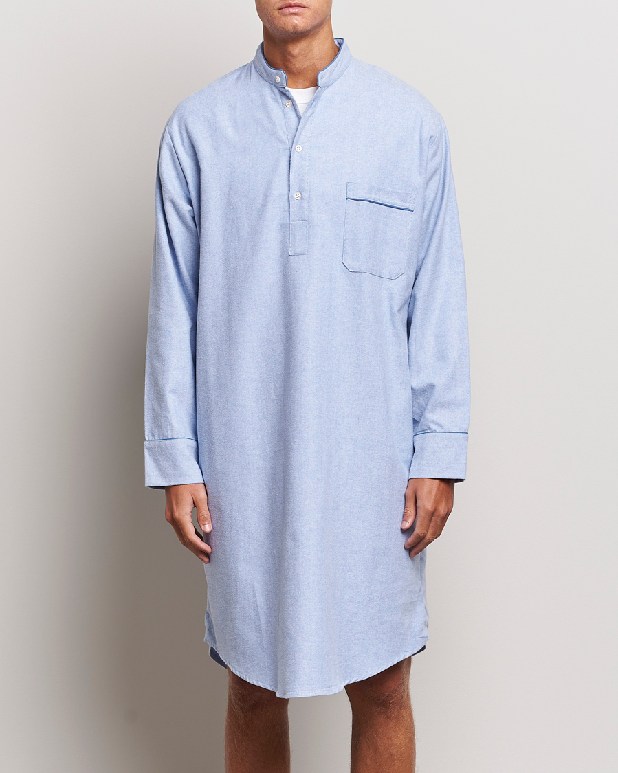 Herr | Kläder | Derek Rose | Cotton Pullover Nightshirt Light Blue